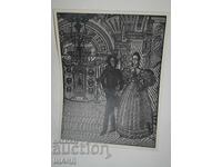 Desen vechi de maestru, grafică, gravură, semnată