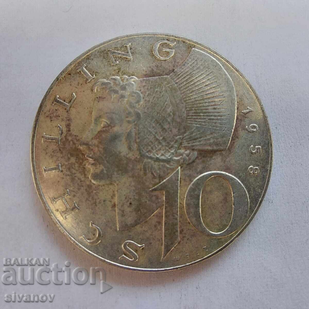 Австрия 10 Шилинга 1958 Сребърна Монета #3205 с цена 12.99 лв. | € 6.64 Австрия 10 Шилинга 1958 Сребърна Монета #3205 с цена 12.99 лв. | € 6.64