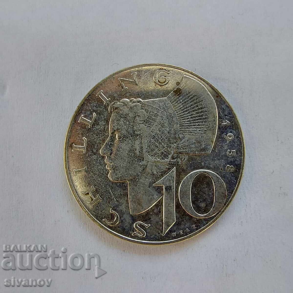 Австрия 10 Шилинга 1958 Сребърна Монета #3207 Австрия 10 Шилинга 1958 Сребърна Монета #3207