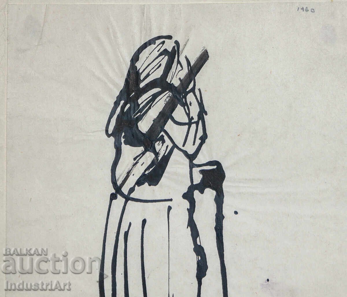 Παράδοση Ενδιαφέρον σχέδιο με μελάνι, πορτρέτο, 1960