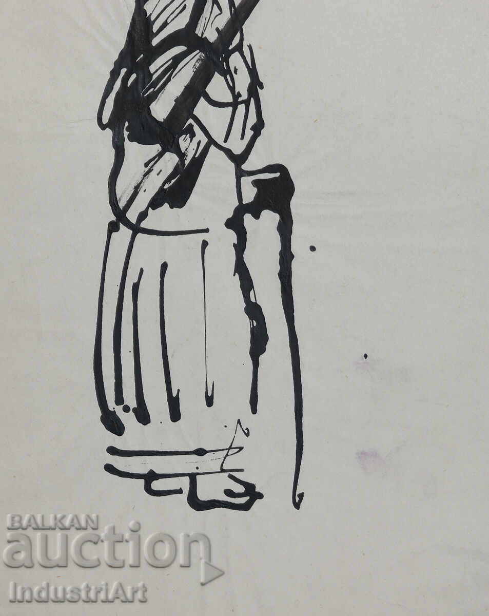 Ενδιαφέρον σχέδιο με μελάνι, πορτρέτο, 1960 - 5