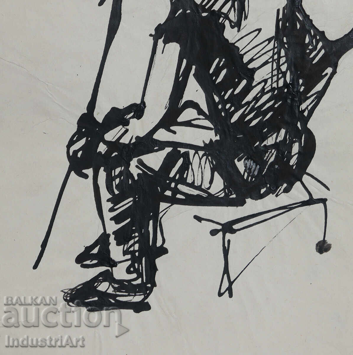 Ενδιαφέρον σχέδιο με μελάνι, πορτρέτο καθιστού άνδρα, 1961 - 5