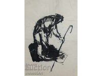 Tablou interesant, portret în tuș