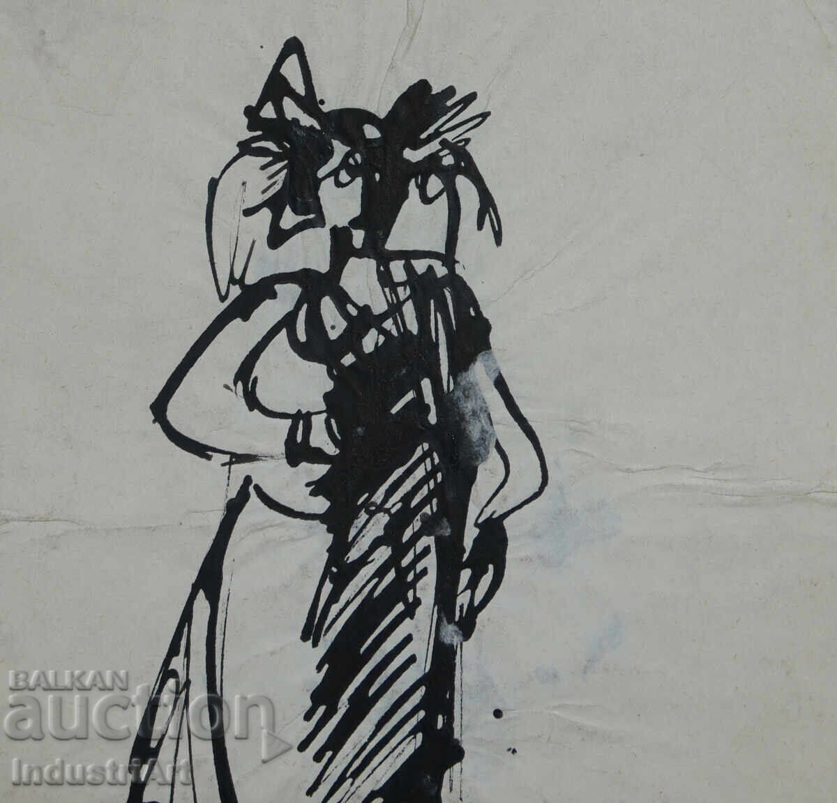 Παράδοση Ενδιαφέρουσα εικόνα με μελάνι, γυναικεία φιγούρα