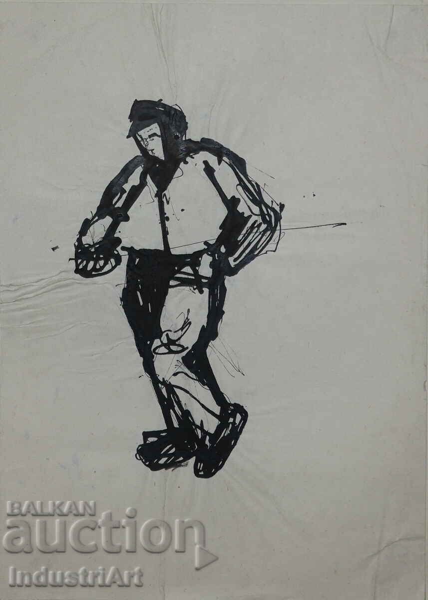 Интересна картина туш портрет