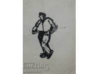 Tablou interesant, portret în tuș