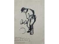 Tablou interesant, tuș, cojocari