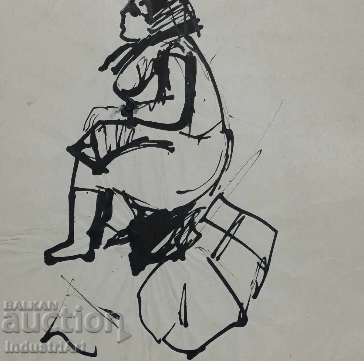 Interesting ink painting of a seated woman - 5