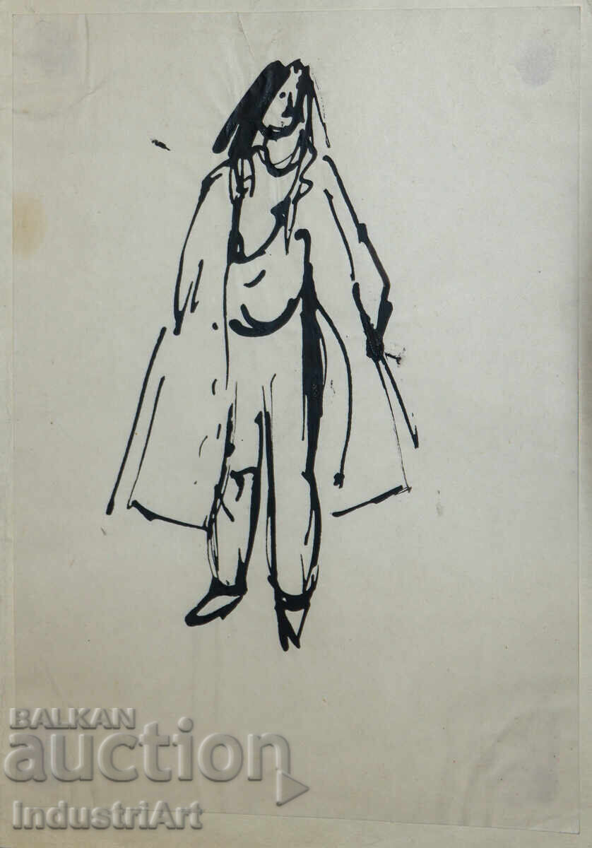 Auction Interesting Ink Portrait Painting Auction Interesting Ink Portrait Painting