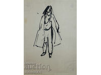 Tablou interesant, portret în tuș