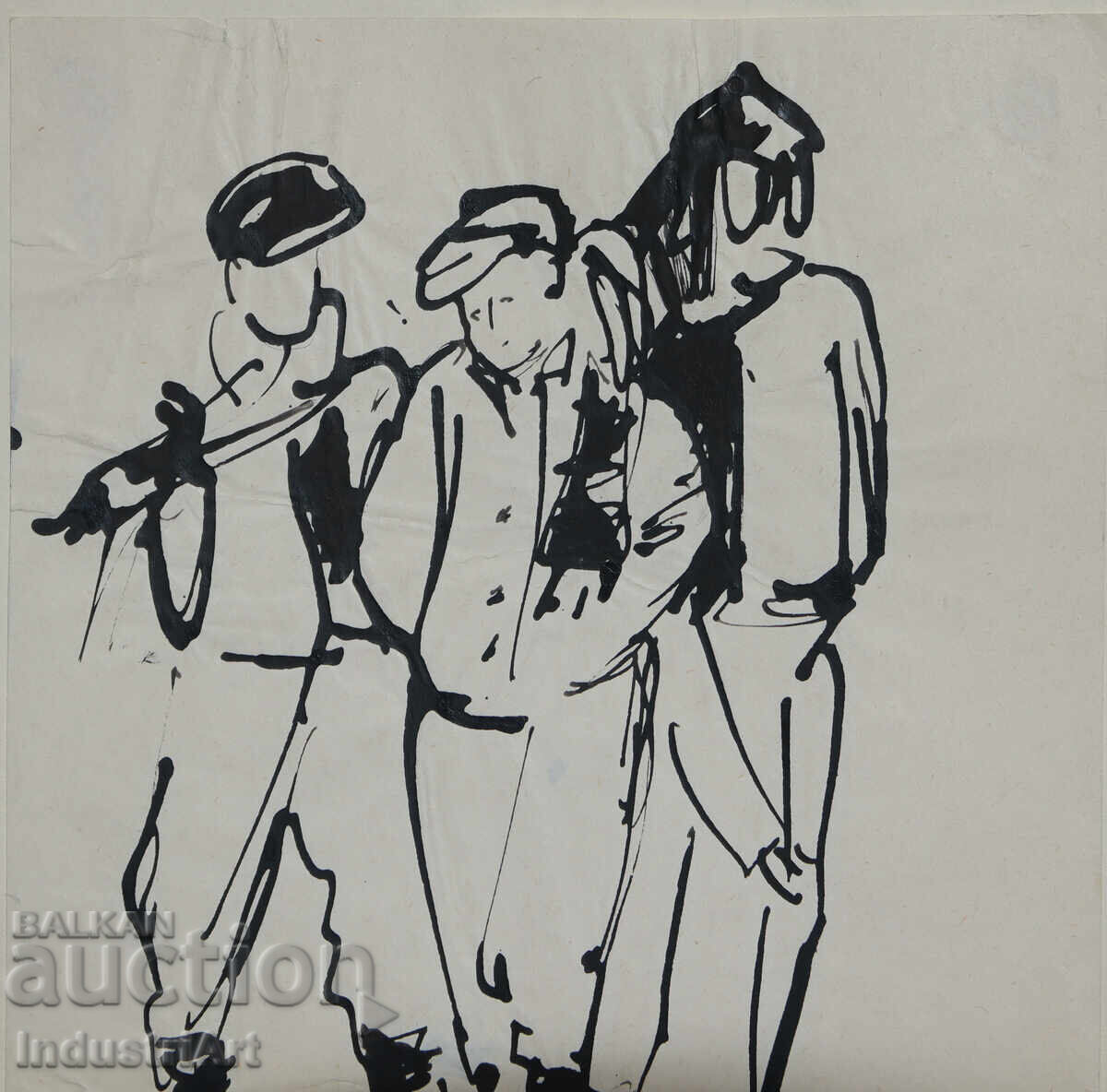 Παράδοση Ενδιαφέρουσα εικόνα με μελάνι γυναικείες φιγούρες 1961