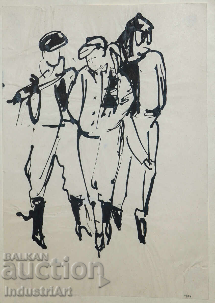 Ενδιαφέρουσα εικόνα με μελάνι γυναικείες φιγούρες 1961