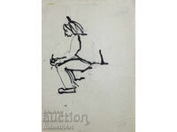 Tablou interesant, portret în tuș