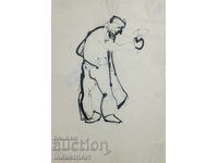 Tablou interesant, portret în tuș