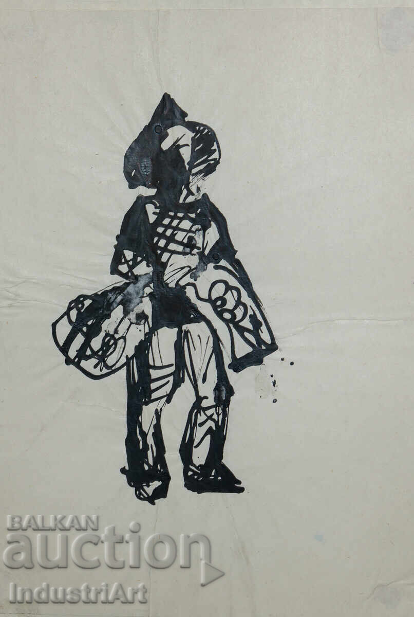 Auction Interesting Ink Portrait Painting Auction Interesting Ink Portrait Painting