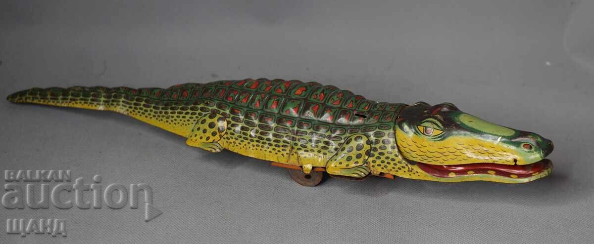 Παλιό Γερμανικό μεταλλικό μηχανικό παιχνίδι φιγούρα κροκόδειλος με τιμή 90.35 BGN | € 46.20