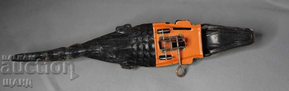 Παράδοση Παλιό Γερμανικό μεταλλικό μηχανικό παιχνίδι φιγούρα κροκόδειλος