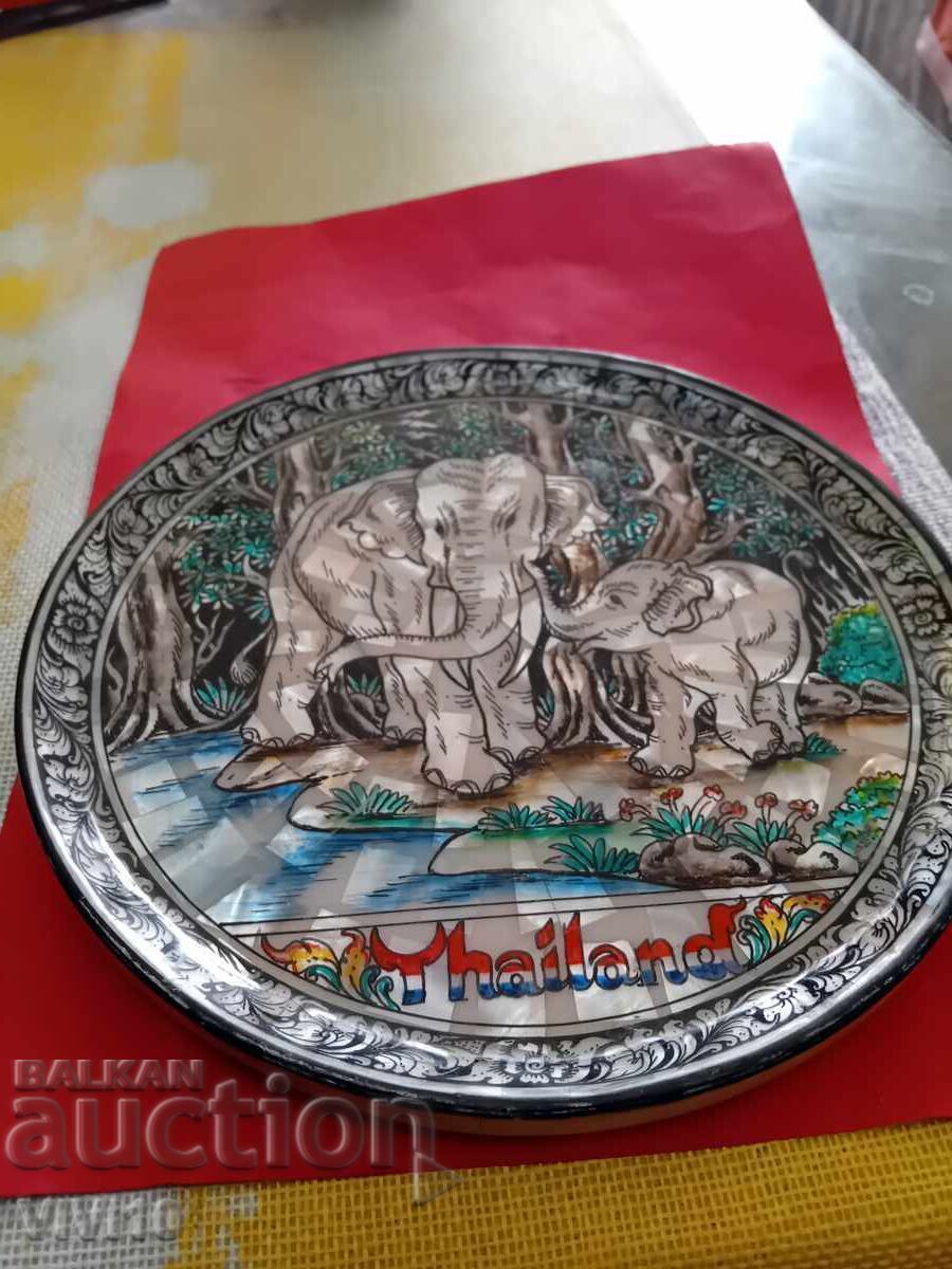 Старинна чиния, седеф, Тайланд, 20см