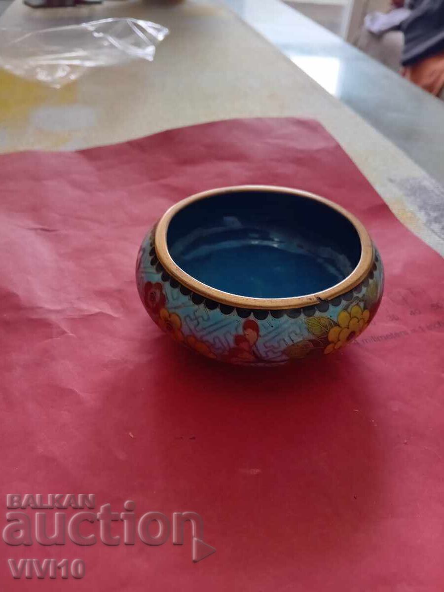 Antique bowl, bronze, enamel, cloisonné Antique bowl, bronze, enamel, cloisonné