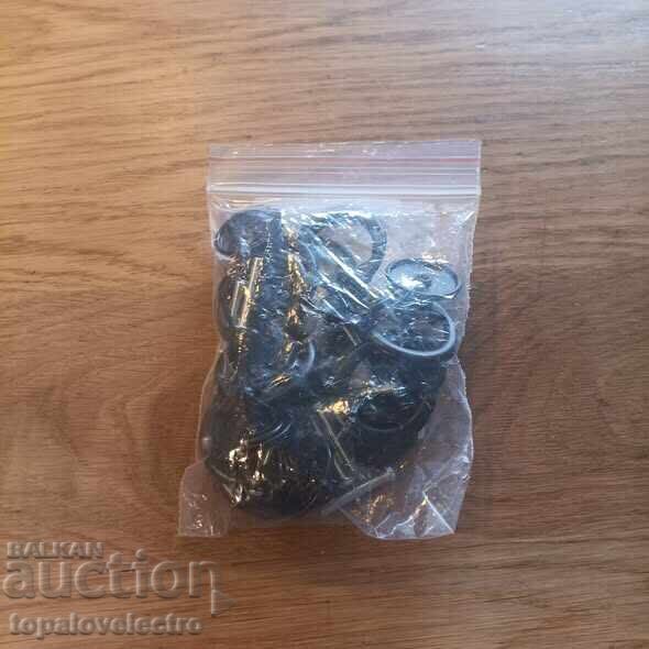 Set of 10 vintage cabinet handles, black metal - 7