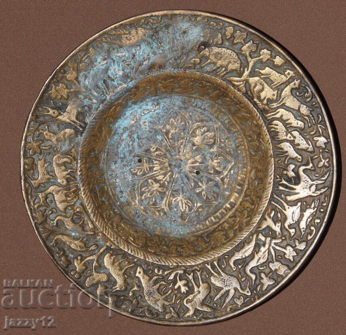 Old small bronze decorative plate with price 110.00 BGN | € 56.24