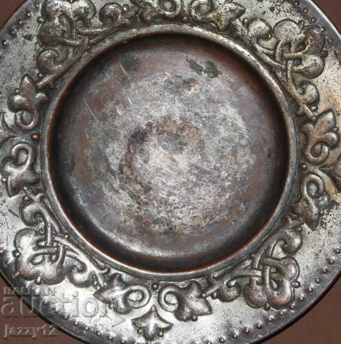 Antique 17 cm metal decorative plate - 5