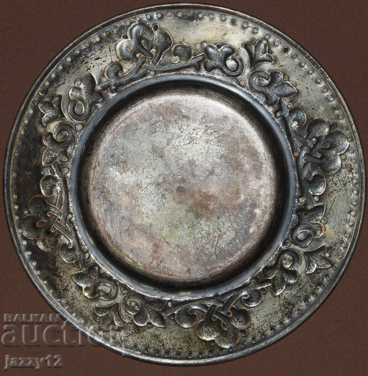 Antique 17 cm metal decorative plate - 6