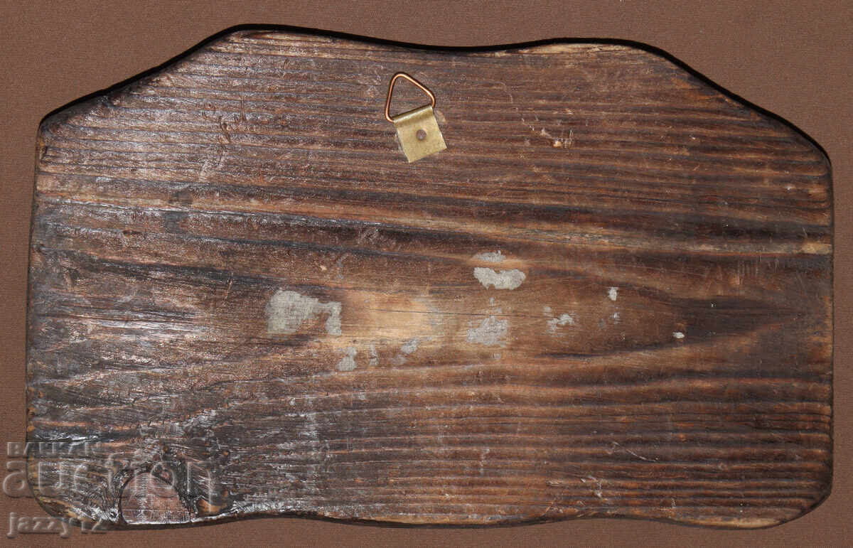 Plachetă veche din alamă / lemn, biserică ortodoxă - 5