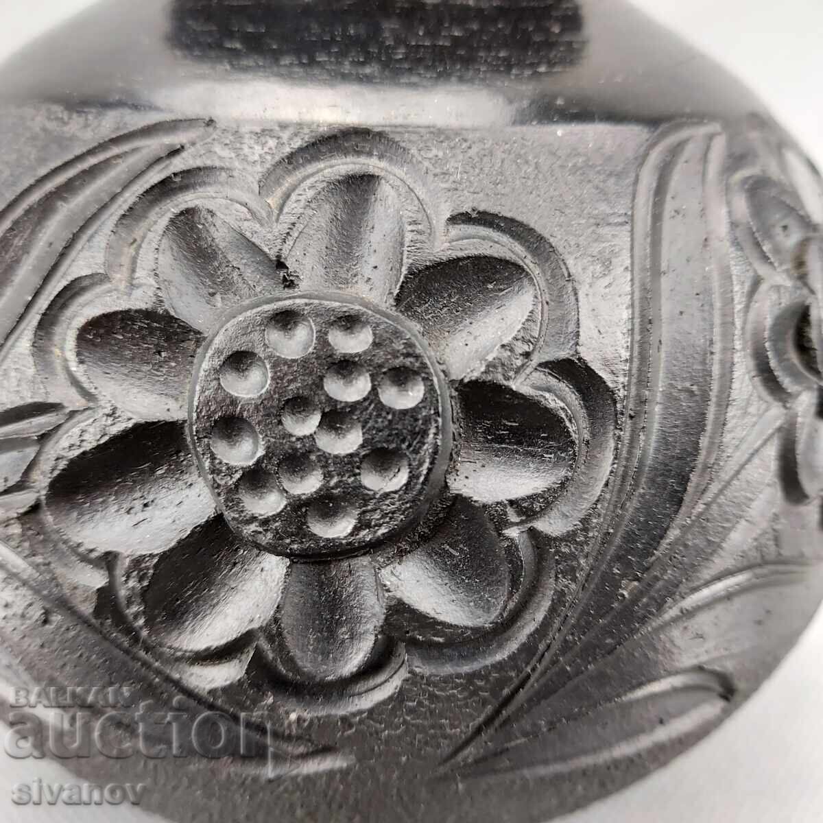 Стара румънска керамична ваза от черна глина #3281 - 5 Стара румънска керамична ваза от черна глина #3281 - 5