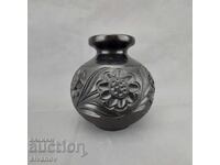 Vază ceramică românească veche din lut negru #3281