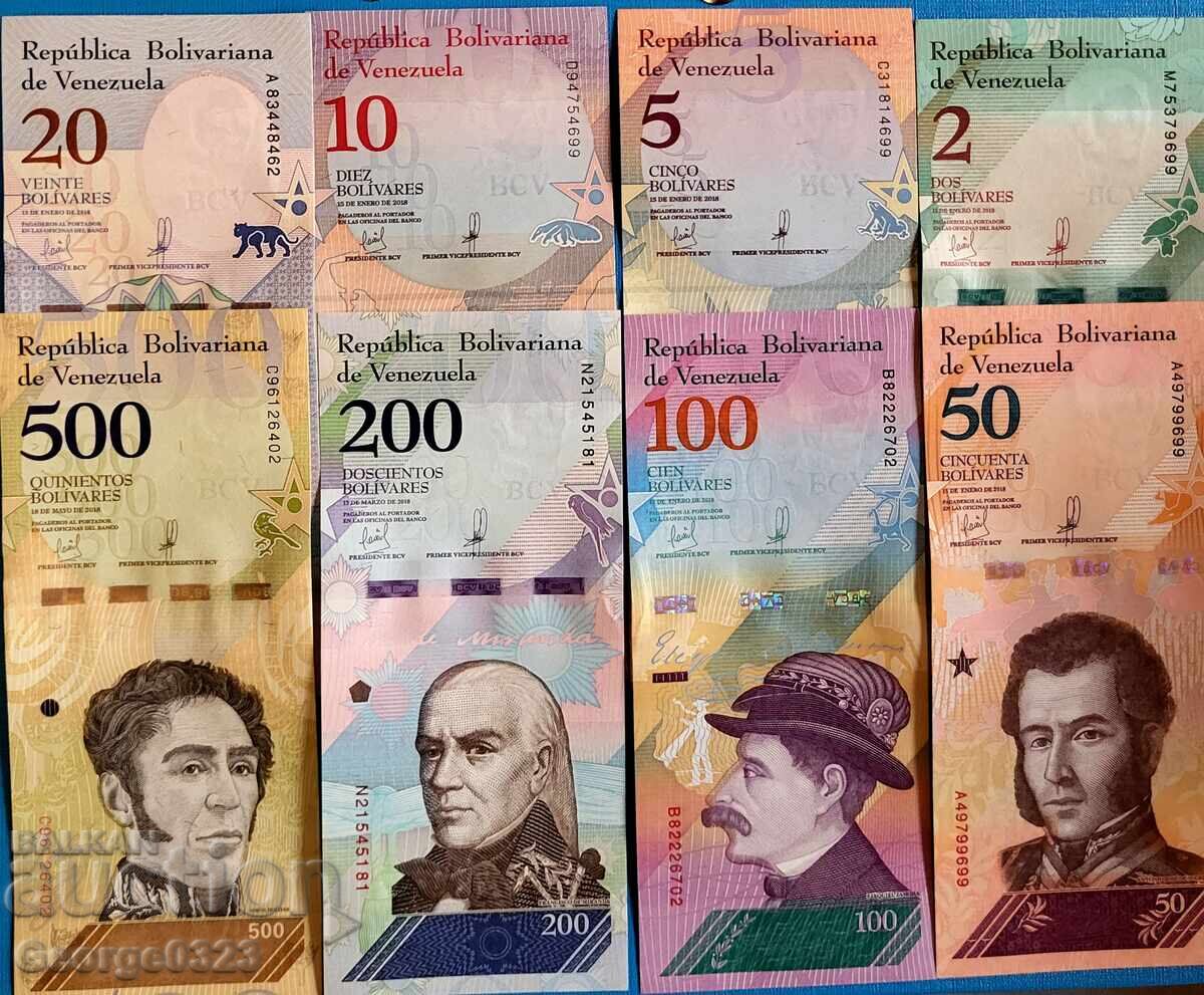 Venezuela 2018 2 până la 500 de bolivari 8 bucăți UNC Noi Venezuela 2018 2 până la 500 de bolivari 8 bucăți UNC Noi