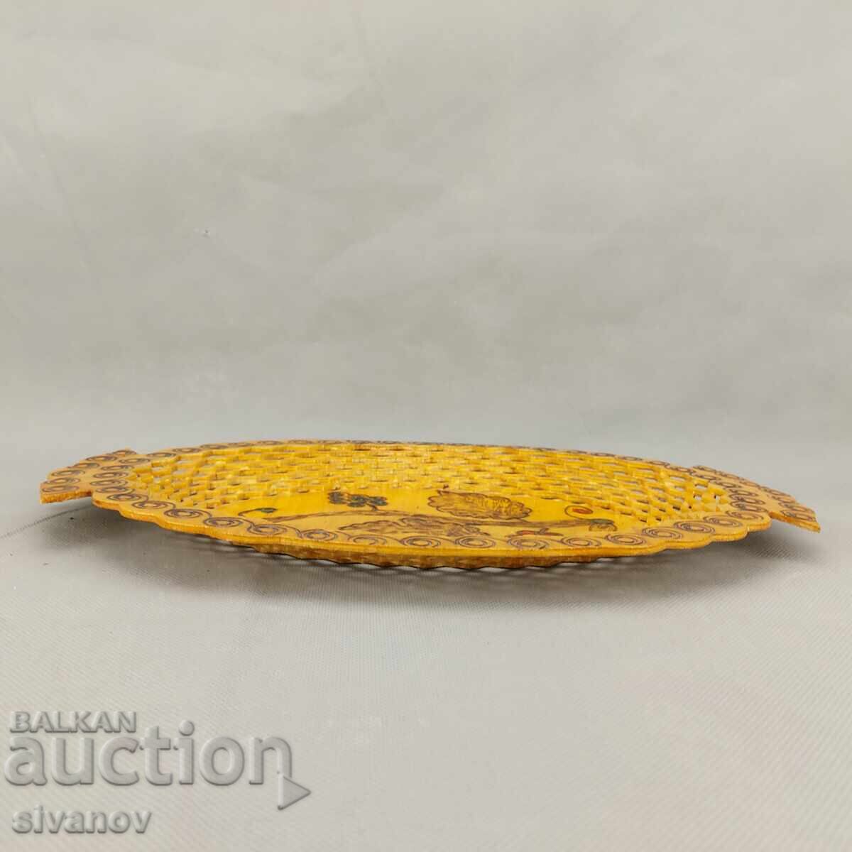 Παλιό όμορφο ξύλινο πιάτο, καλάθι φρούτων #3289 με τιμή 14.99 BGN | € 7.66