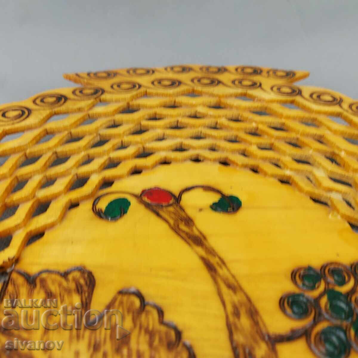 Δημοπρασία Παλιό όμορφο ξύλινο πιάτο, καλάθι φρούτων #3289