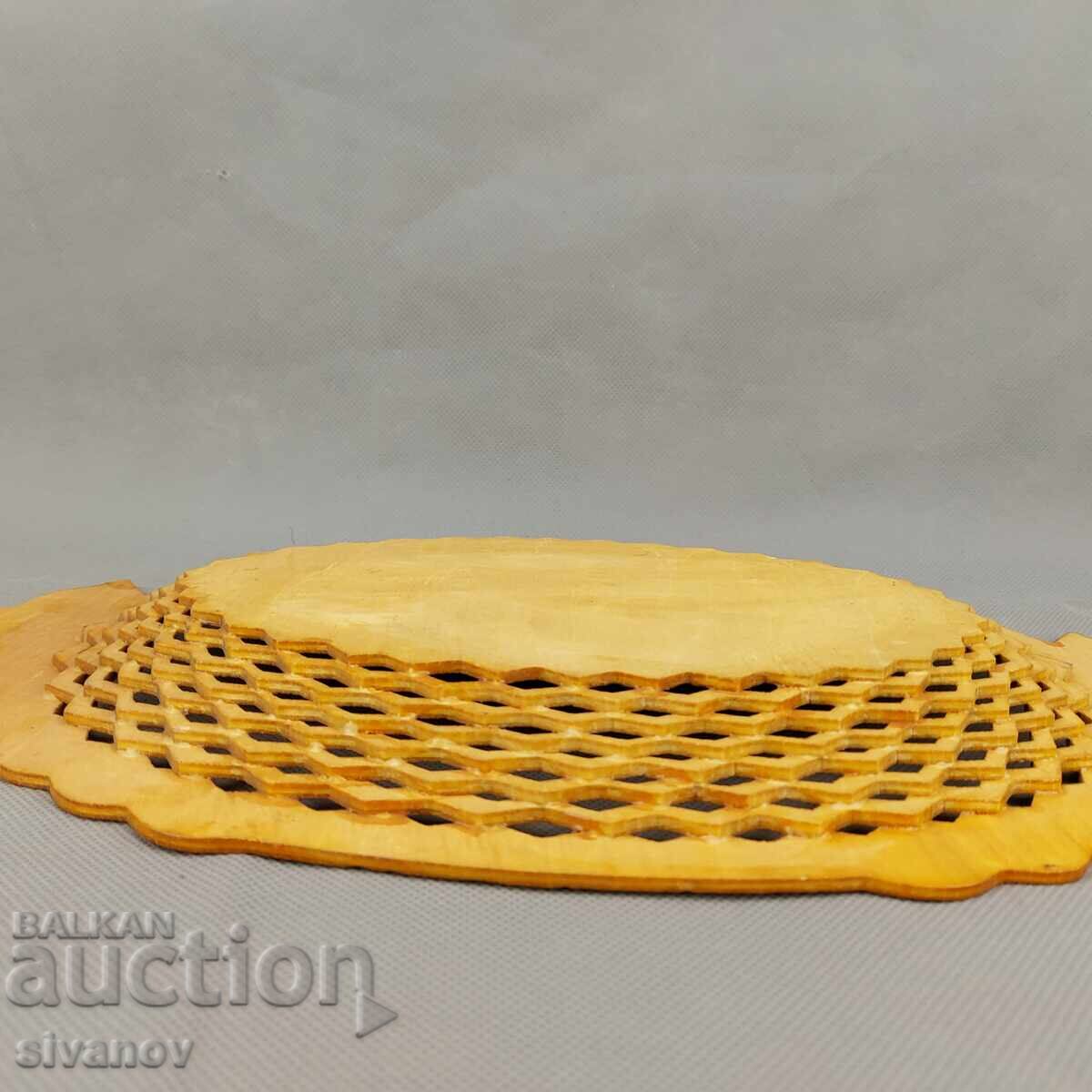 Παράδοση Παλιό όμορφο ξύλινο πιάτο, καλάθι φρούτων #3289