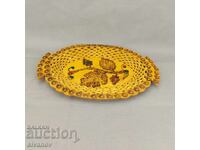 Farfurie veche frumoasă din lemn, coș bol pentru fructe #3289