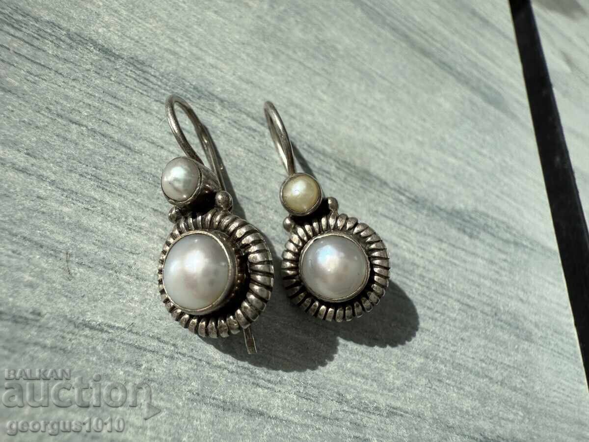 Silver earrings with pearls No. 7539 Silver earrings with pearls No. 7539