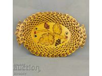 Farfurie veche frumoasă din lemn, coș, castron pentru fructe #3291