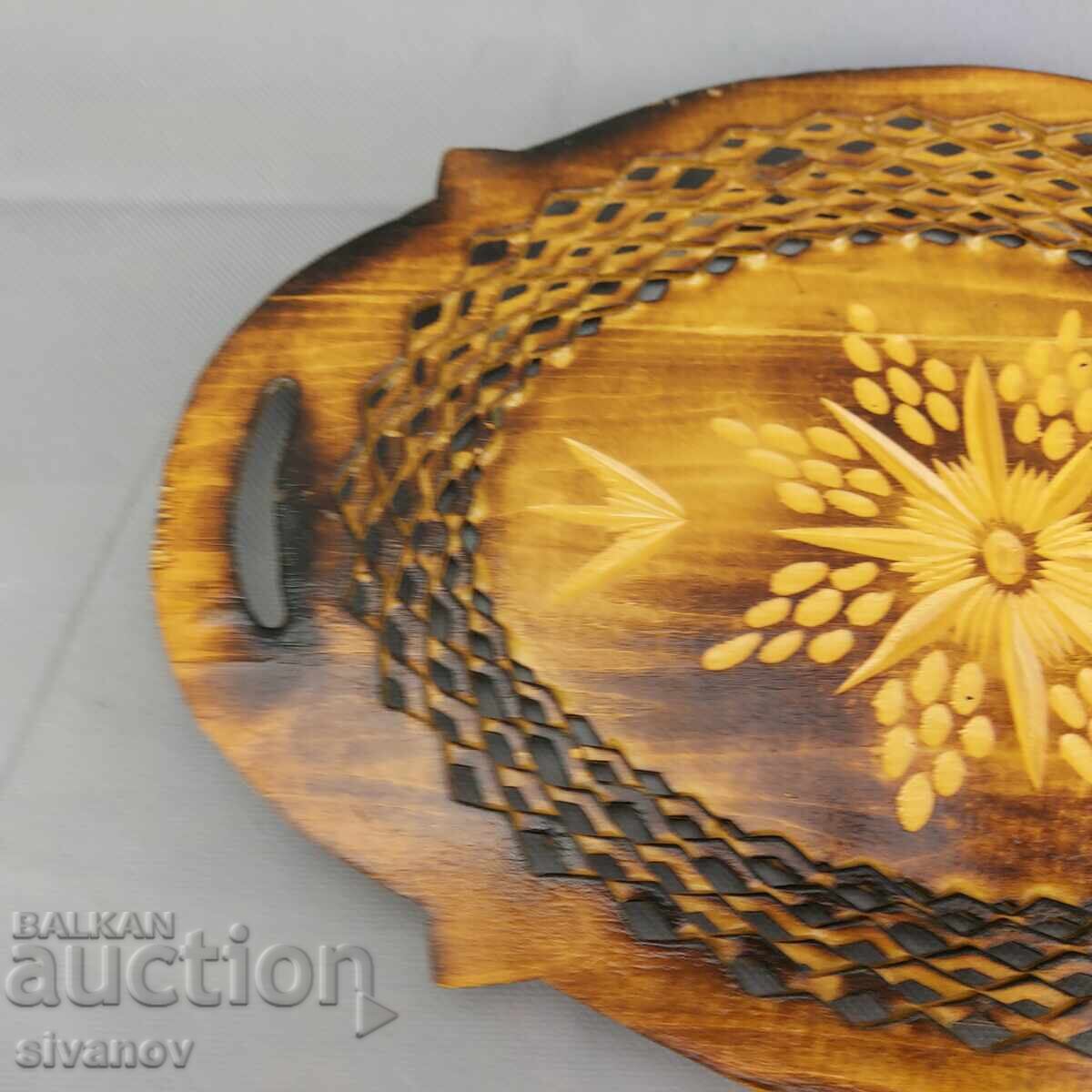 Аукцион Стара красива дървена чиния, панер, купа за плодове #3292