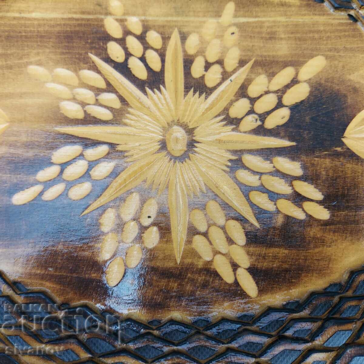 Доставка на Стара красива дървена чиния, панер, купа за плодове #3292