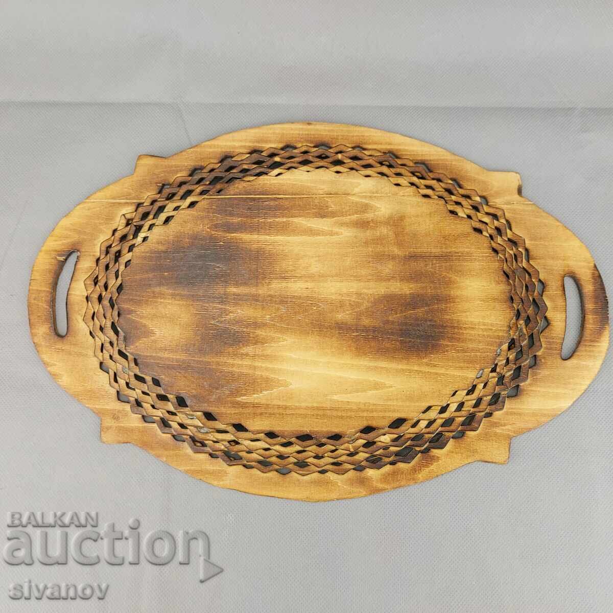 Стара красива дървена чиния, панер, купа за плодове #3292 - 5