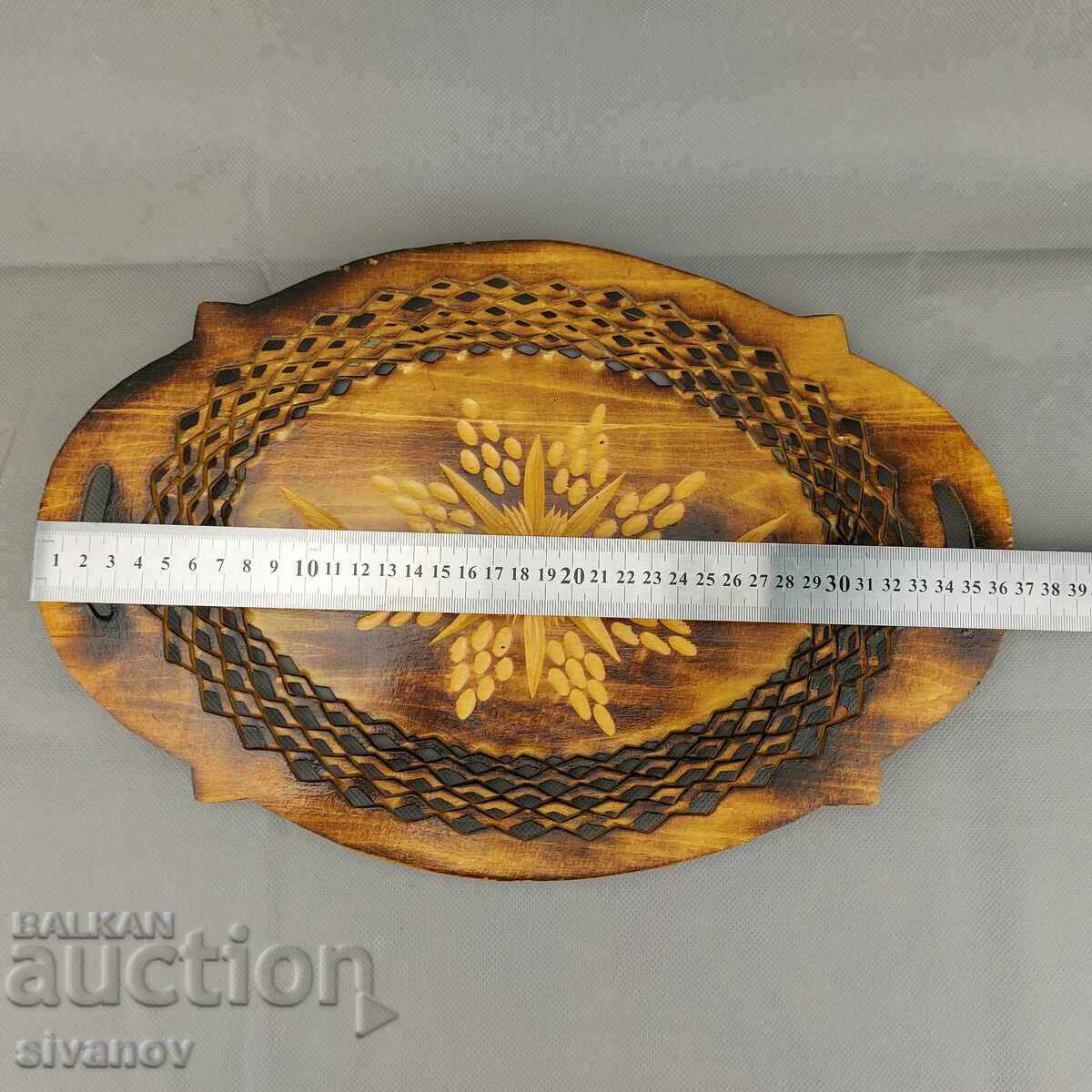 Стара красива дървена чиния, панер, купа за плодове #3292 - 6