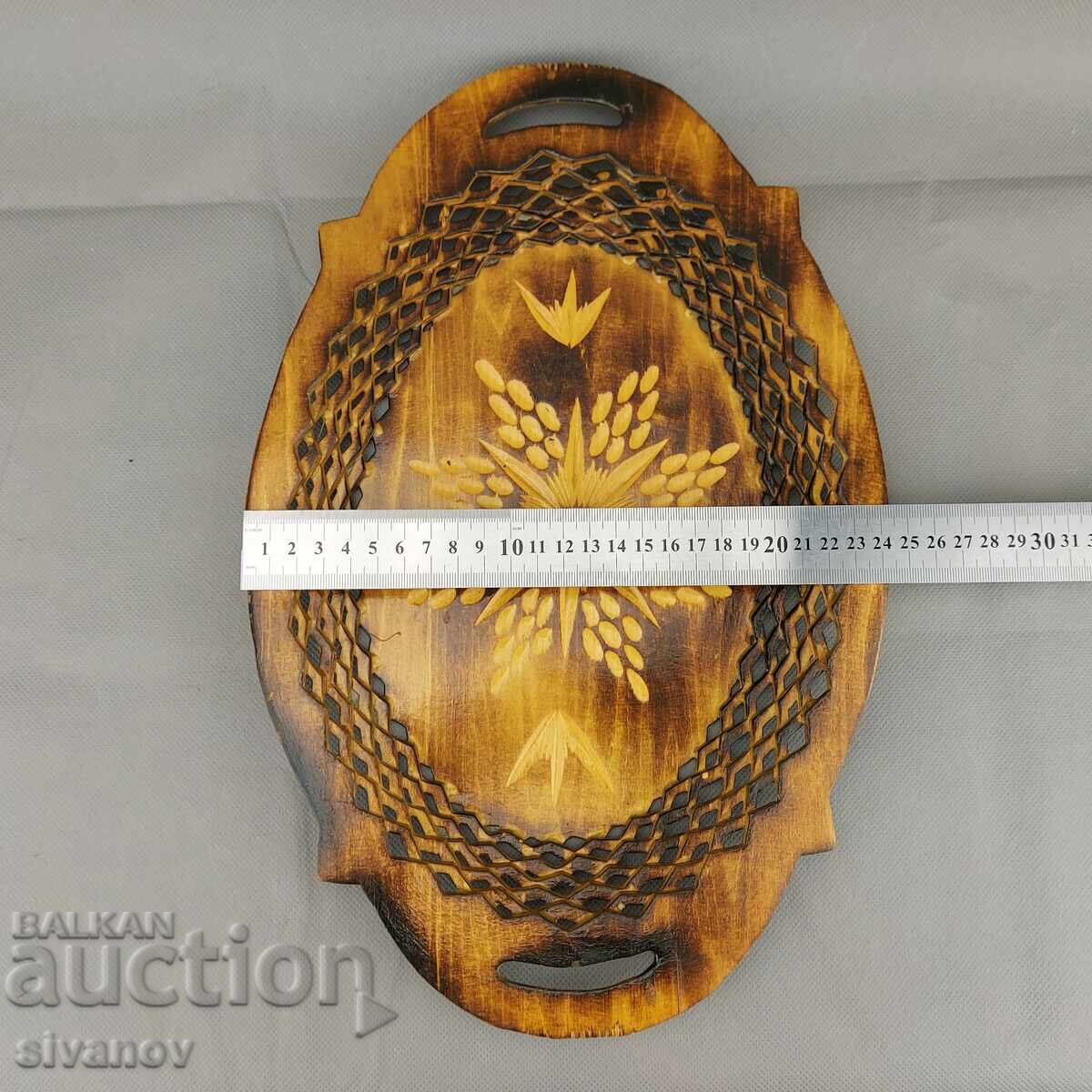 Стара красива дървена чиния, панер, купа за плодове #3292 - 7