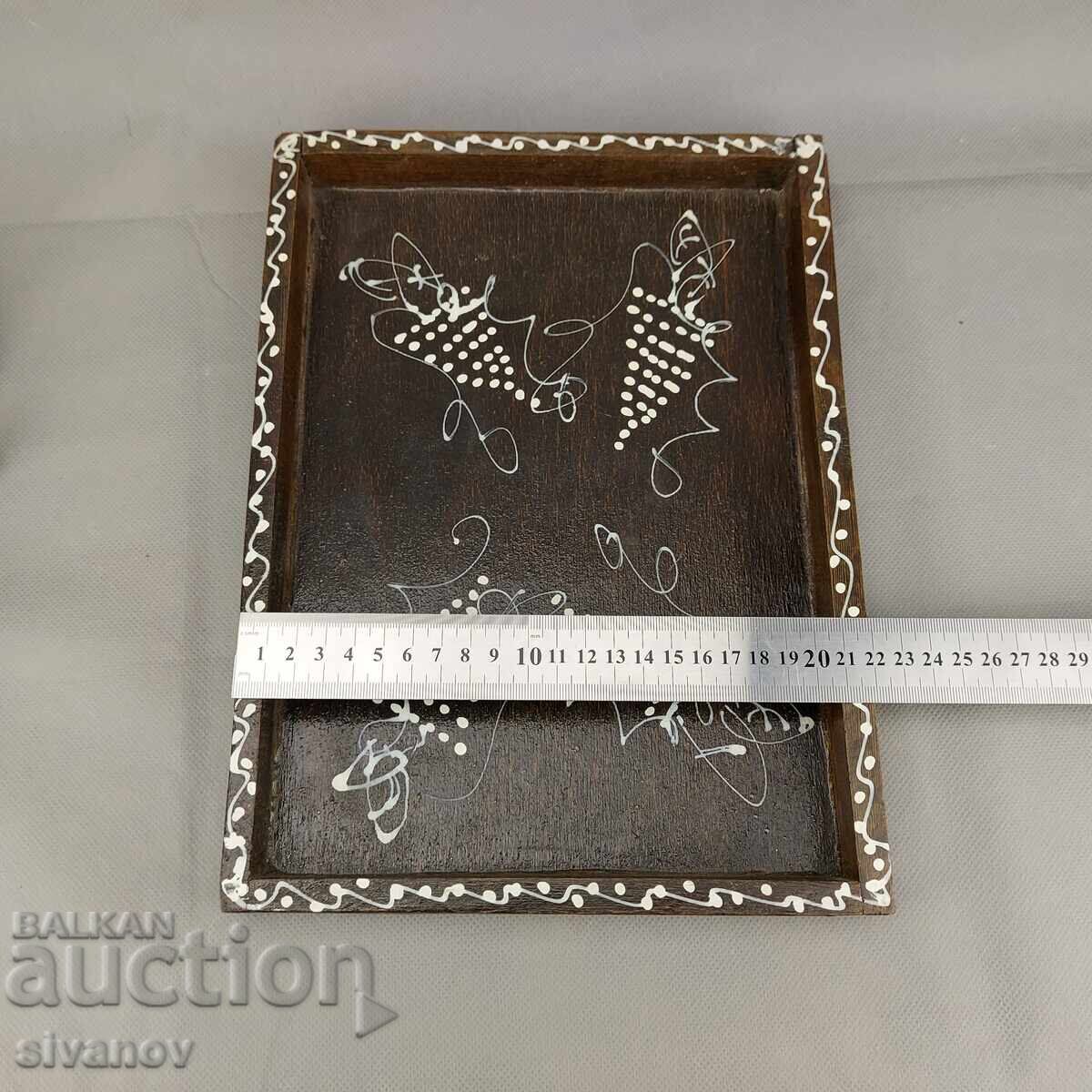 Παλαιό σκαλιστό ζωγραφιστό ξύλινο μπουκάλι με 6 ποτήρια #3293 - 7