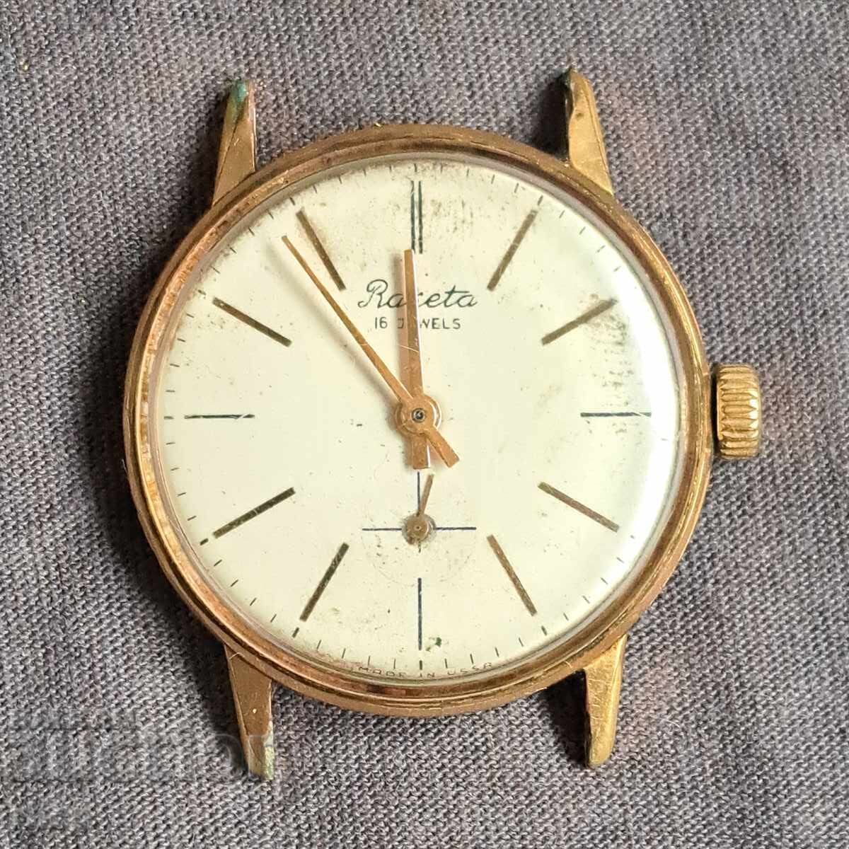 ROCKET AU< Soviet wristwatch working gold-plated