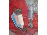 Old oil painting still life