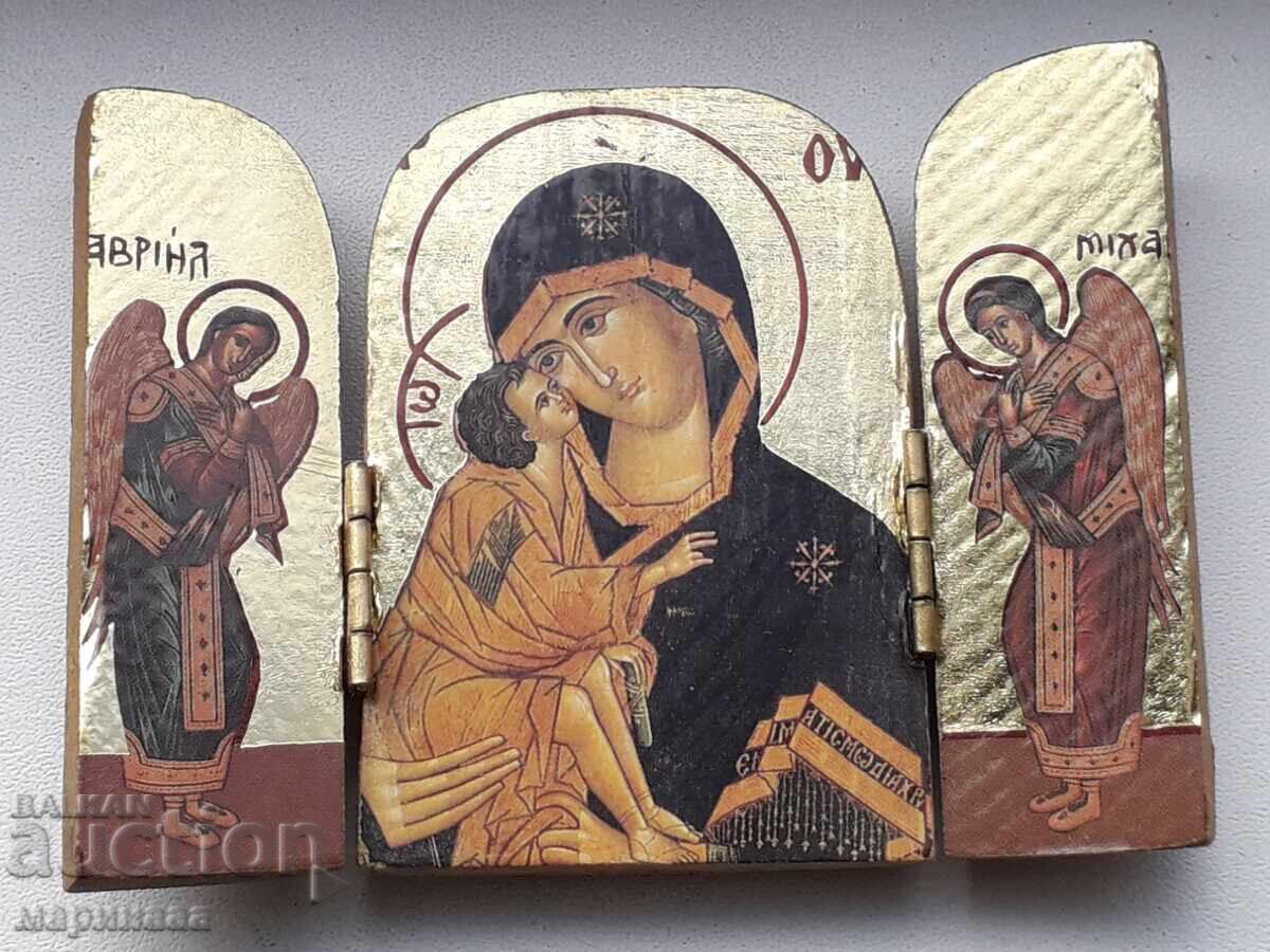 ICON. TRIPTYCH. WOODCARVING, GOLD PLATING with price 8.00 BGN | € 4.09