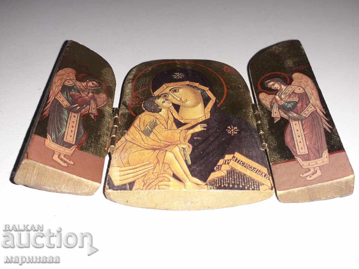 ICON. TRIPTYCH. WOODCARVING, GOLD PLATING - 6