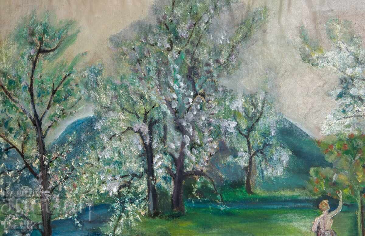 Old oil painting landscape - 6