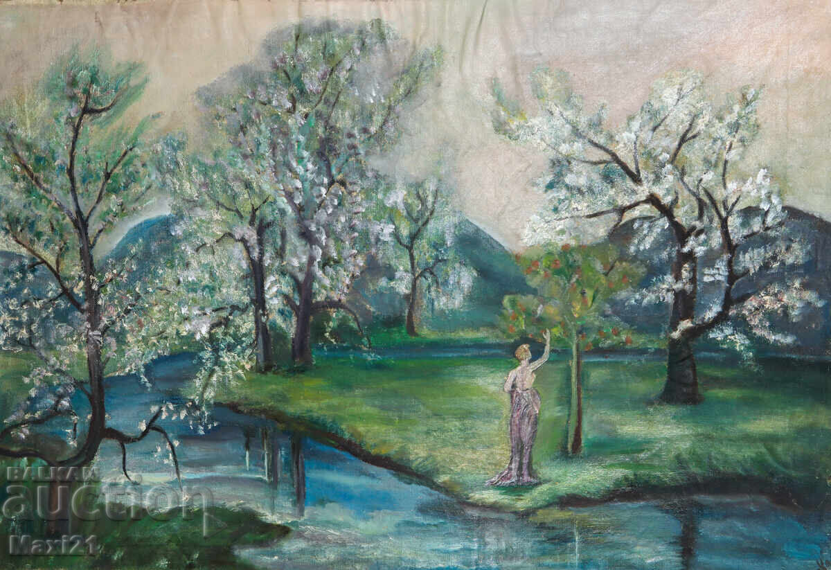 Old oil painting landscape