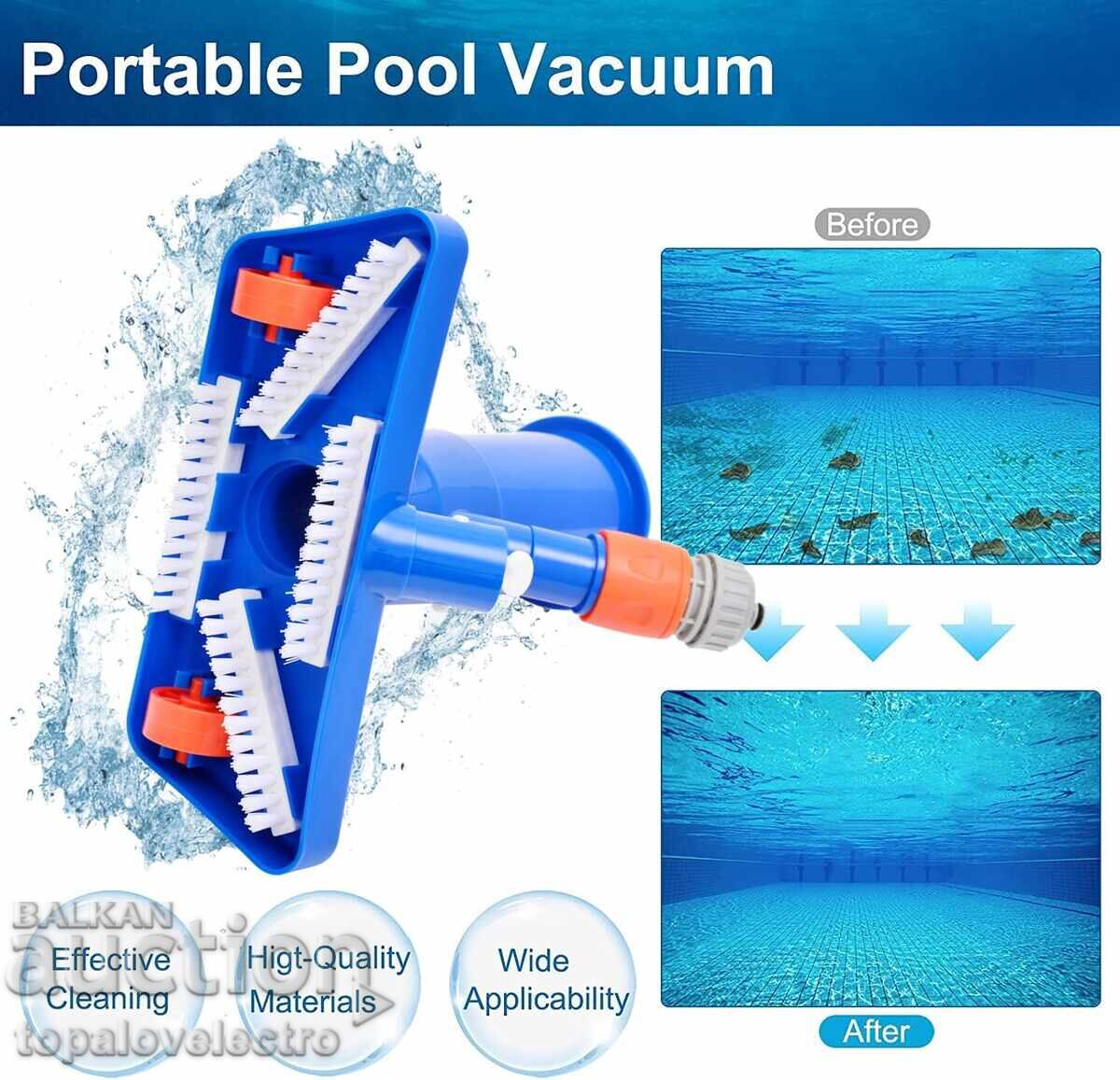 Aspirator pentru piscină, cu perie și 4 tije mobile, 143cm cu preț 21.00 BGN | € 10.74